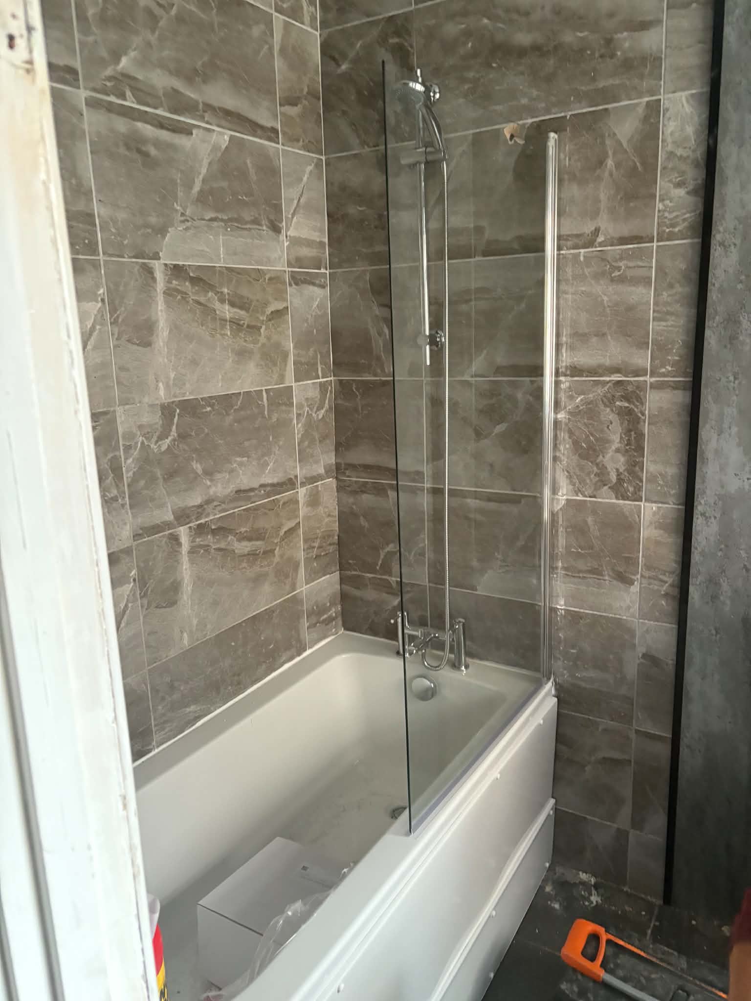 Finished tiled-in bath after refit