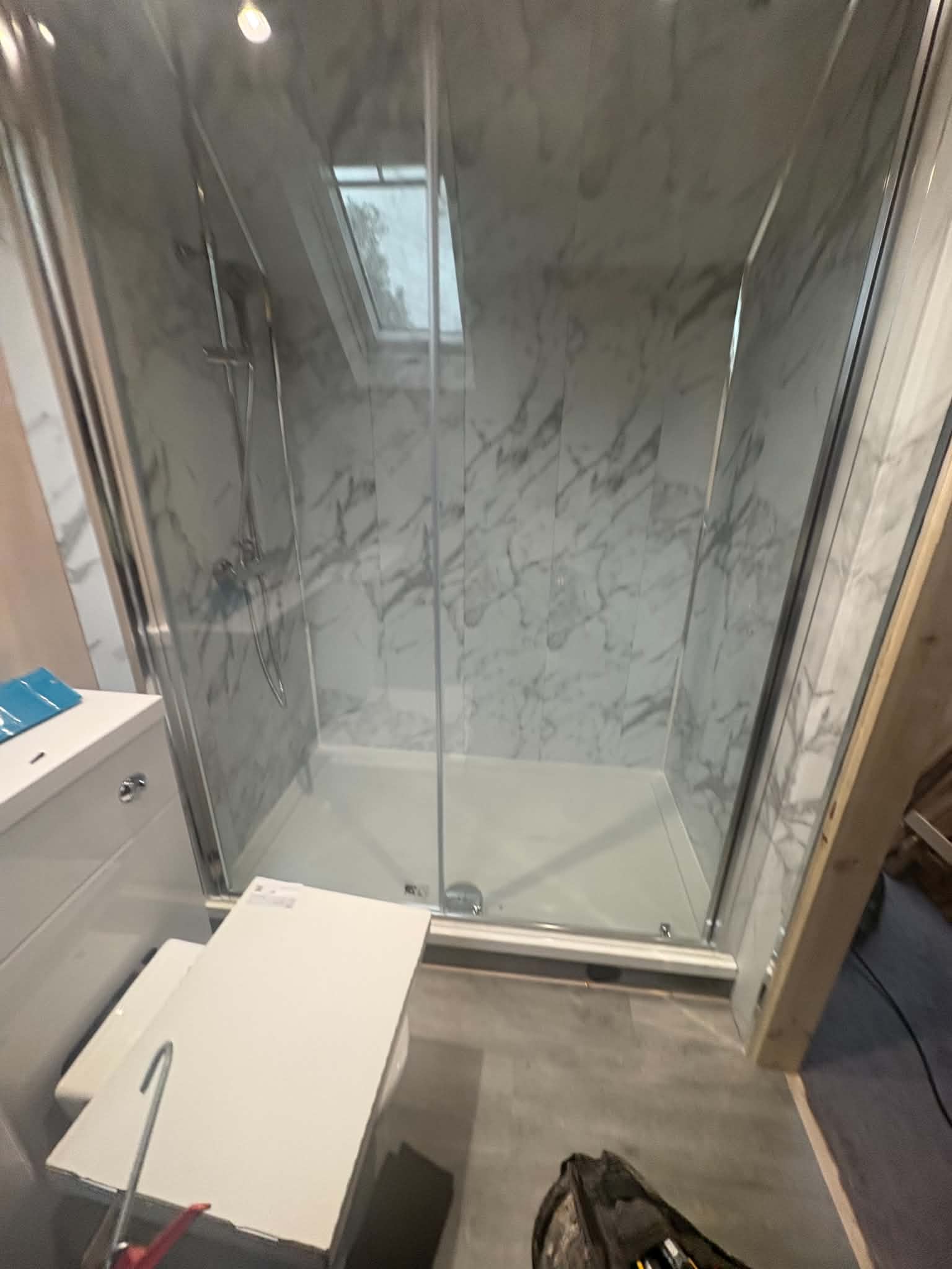 Grey marble bath and shower combo, Whitley Bay