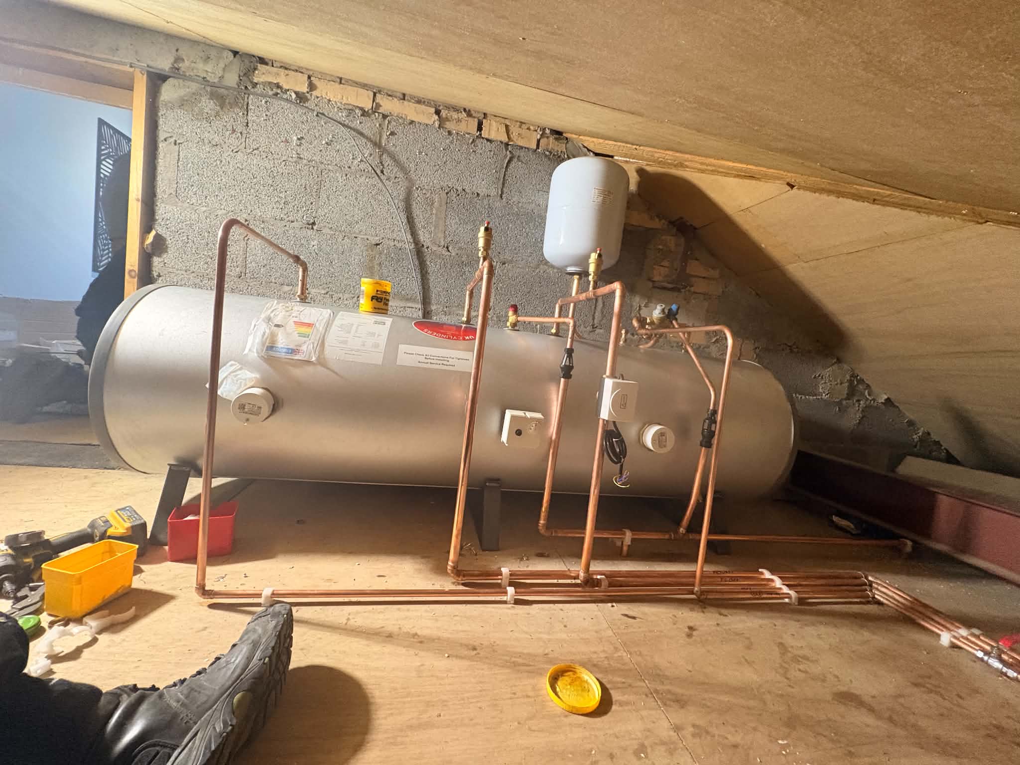 Copper pipework and unvented cylinder install, Wallsend
